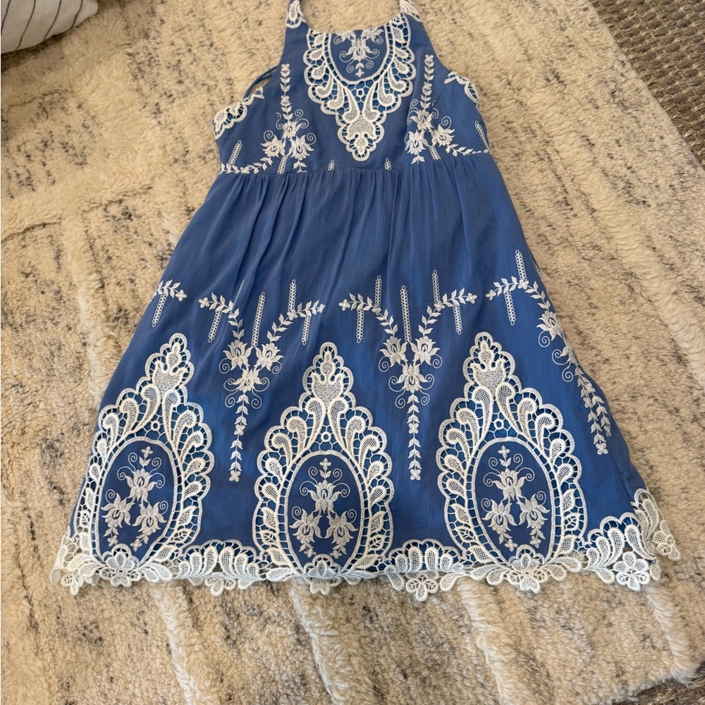 Dolce Vita Blue and White Lace Mini Dress